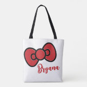 Schattige Rode Strik Whimsisch Tote Bag (Achterkant)