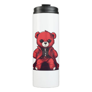 Schattige rode teddybeer jongen thermosbeker