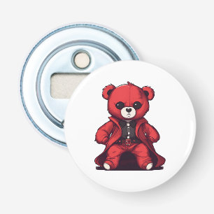 Schattige rode teddybeerjongen button flesopener