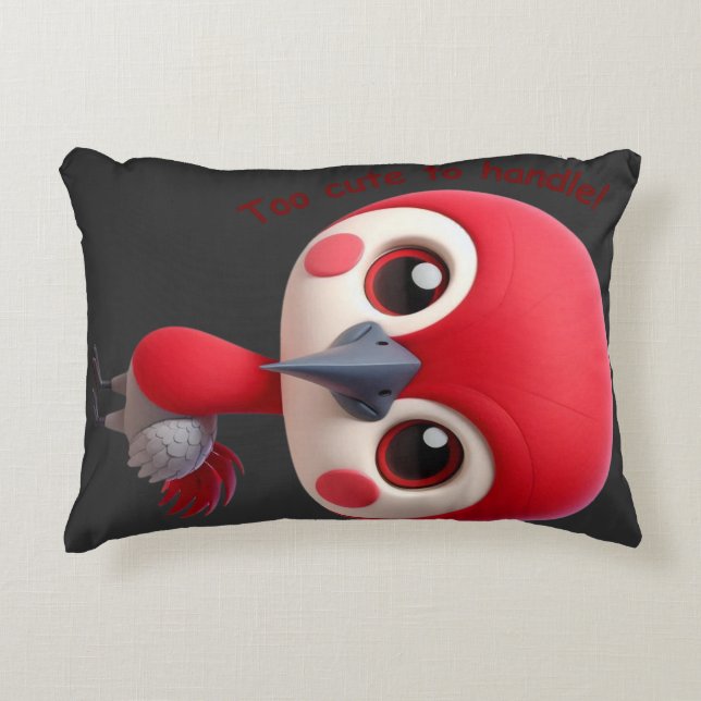 Schattige rode vogel accent kussen (Voorkant)