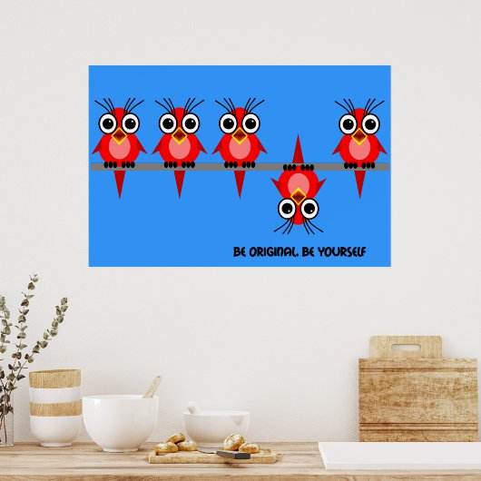 schattige rode vogels poster (Keuken)