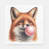 Schattige rode vos blazen bubble kauwgom tafel servet (Voorkant)