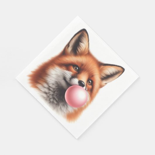 Schattige rode vos blazen bubble kauwgom tafel servet (Hoek)