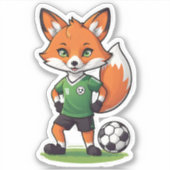 Schattige Rode Vos die Voetbal Speelt Sticker (Voorkant)