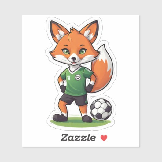 Schattige Rode Vos die Voetbal Speelt Sticker (Vel)