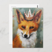 Schattige rode vos in een kroon briefkaart (Voorkant / Achterkant)