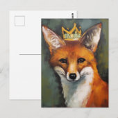 Schattige rode vos in een kroon briefkaart (Voorkant / Achterkant)