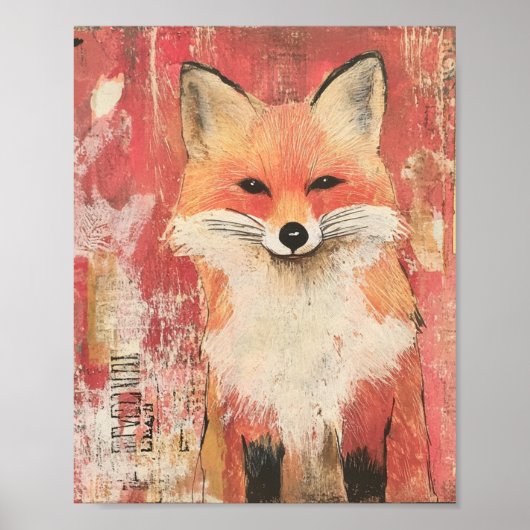 Schattige Rode Vos Mixed Media Poster (Voorkant)