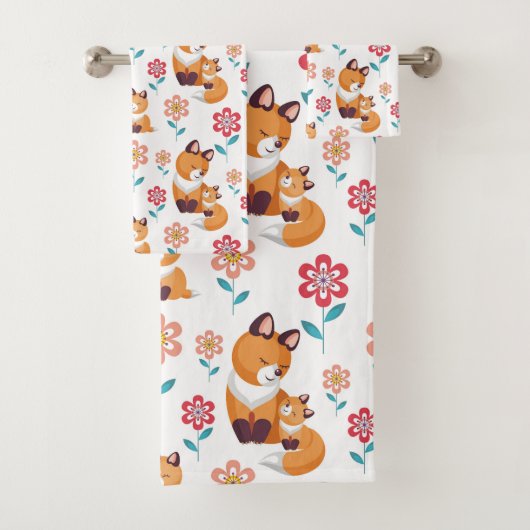 Schattige rode vos moeder met baby Moederdag Bad Handdoek (Insitu)