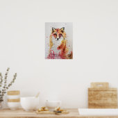 Schattige Rode Vos Watercolour Schilderij Poster (Keuken)