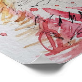 Schattige Rode Vos Watercolour Schilderij Poster (Hoek)