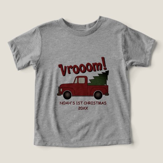 Schattige rode vrachtwagen met kerstboom op maat (Design voorkant)