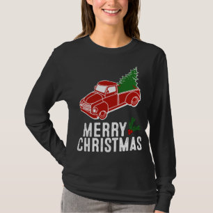 Schattige Rode Vrachtwagen met Kerstboom T-shirt