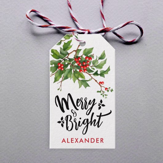 Schattige Rode Vrolijk Kerstmis Maretak Naam Water Cadeaulabel
