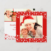 Schattige Rode Vrolijk Kerstmis Twee Foto's Foto G Feestdagenkaart (Voorkant / Achterkant)