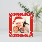 Schattige Rode Vrolijk Kerstmis Twee Foto's Foto G Feestdagenkaart (Staand voorkant)