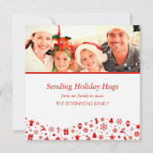 Schattige Rode Vrolijk Kerstmis Twee Foto's Foto G Feestdagenkaart (Achterkant)