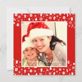 Schattige Rode Vrolijk Kerstmis Twee Foto's Foto G Feestdagenkaart