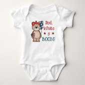 Schattige Rode, Witte & Boem Patriottisch Romper (Voorkant)