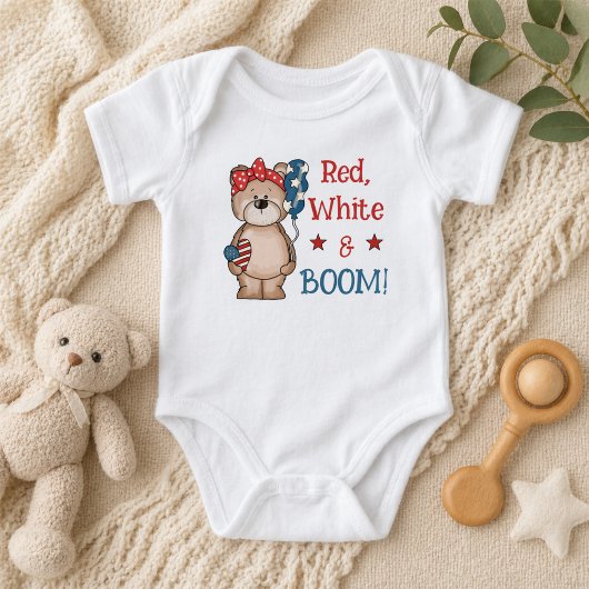 Schattige Rode, Witte & Boem Patriottisch Romper