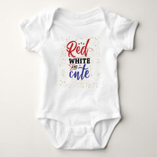 Schattige Rode, Witte en Schattig - Vuurwerk Romper