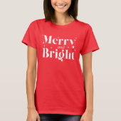 Schattige Rode Witte Kerst Merry and Bright T-shirt (Voorkant)