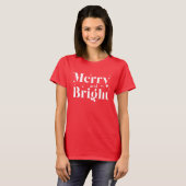 Schattige Rode Witte Kerst Merry and Bright T-shirt (Voorkant volledig)