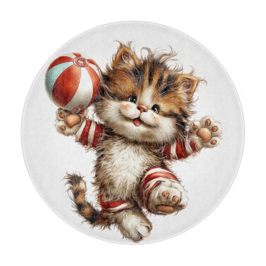 SCHATTIGE RODE & WITTE ZOMERTHEMA KATTENKAT SNIJPLANK (Voorkant)