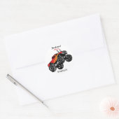 Schattige rode zwarte naam monstertruck bedankt ronde sticker (Envelop)