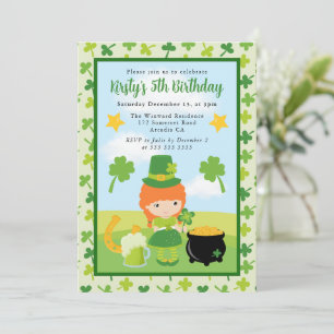 Schattige rodeharige St. Patrickskinderen verjaard Kaart