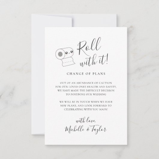 Schattige Rol met het Uitgesteld Wijzig de Datum K Notitiekaartje (Voorkant)