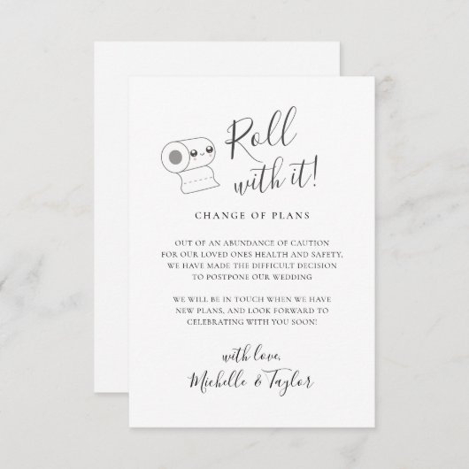 Schattige Rol met het Uitgesteld Wijzig de Datum K Notitiekaartje (Voorkant / Achterkant)