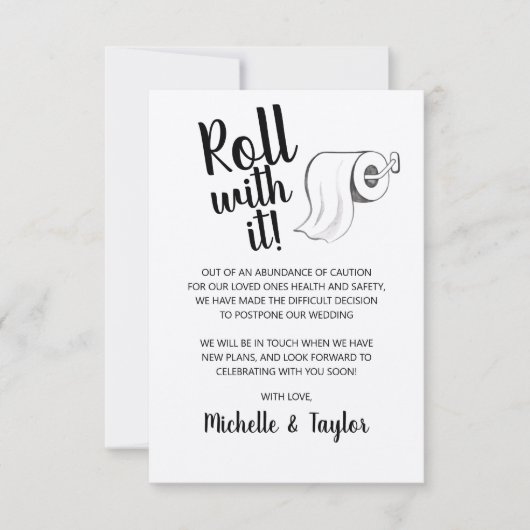 Schattige 'Roll with it' Uitgestelde 'Roll with it Notitiekaartje (Voorkant)