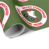 Schattige roller schaats aangepaste kerst inpakpap cadeaupapier (Rol Hoek)