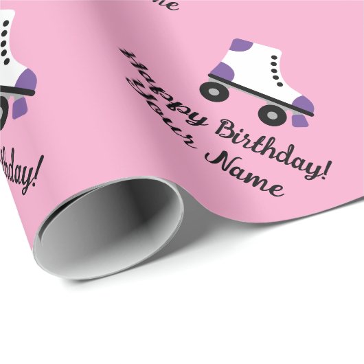 Schattige roller schaats Verjaardag aangepaste inp Cadeaupapier (Rol Hoek)