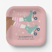 Schattige Rolschaatsen Verjaardagsfeest Papieren Bordje (Voorkant)