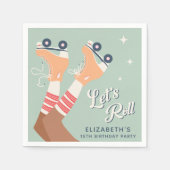 Schattige Rolschaatsen Verjaardagsfeest Servet (Voorkant)