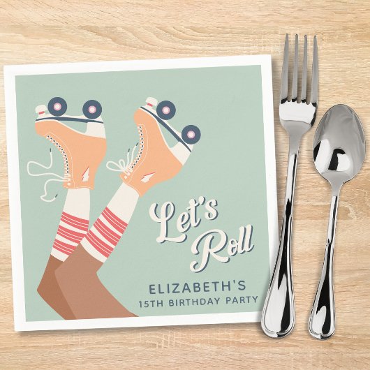 Schattige Rolschaatsen Verjaardagsfeest Servet