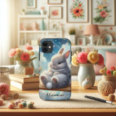 Schattige Roly Poly Bunny met Glitterwolken Case-Mate iPhone Case