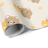 Schattige romantisch bruin Beer Cadeaupapier (Rol Hoek)