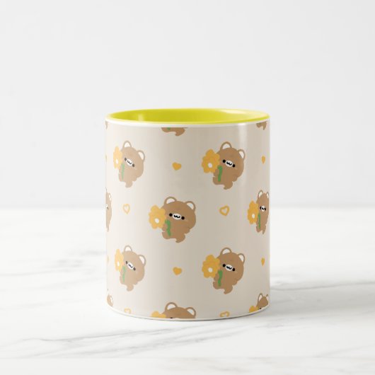 Schattige romantisch bruin Beer Tweekleurige Koffiemok (Center)