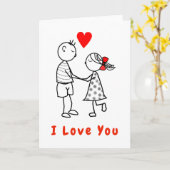 Schattige romantisch paar Kaart met tekst - I Love (Gele Bloem)