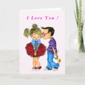 Schattige romantisch paar Valentijnsdag Kaart (Voorkant)