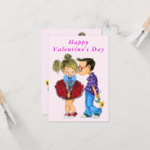 Schattige Romantisch paar Valentijnsdag Kaarten (Voorkant / Achterkant in situ)