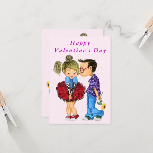 Schattige Romantisch paar Valentijnsdag Kaarten (Voorkant / Achterkant in situ)