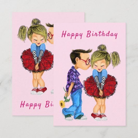 Schattige Romantisch Paar Verjaardag Kaart (Voorkant / Achterkant)