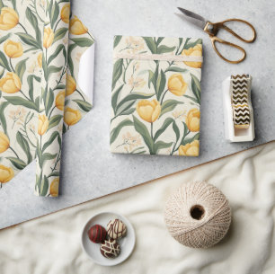 Schattige romantisch tulpenboeket inpakpapier