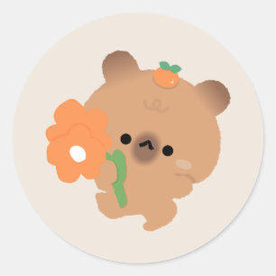 Schattige romantische capybara ronde sticker