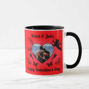 Schattige Romantische Cupido Foto Rode Hart Valent Mok