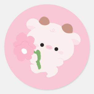 Schattige Romantische Koe Ronde Sticker